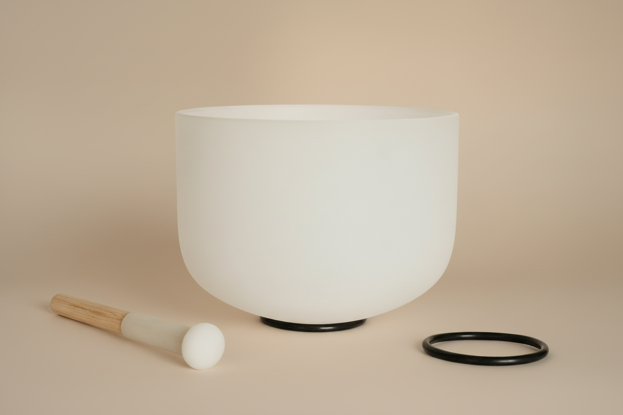 10” Frosted Crystal Singing Bowl Single Set