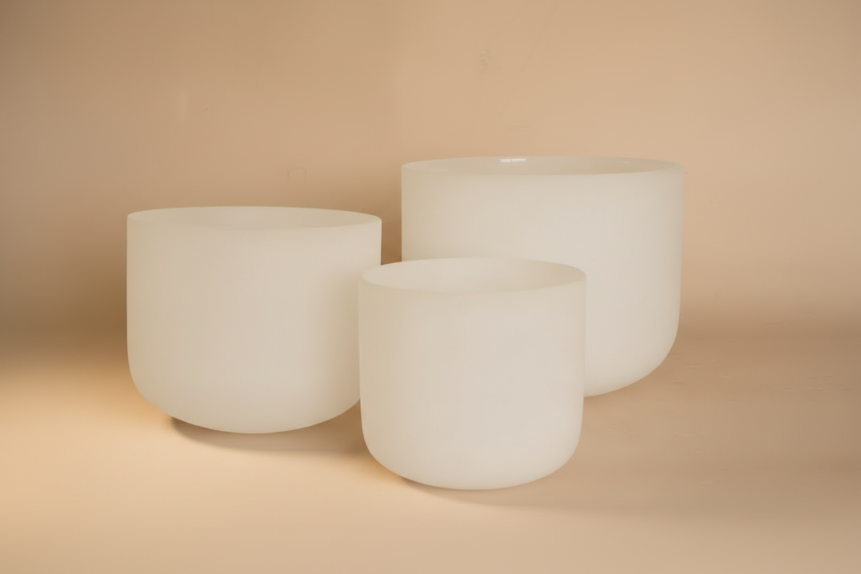 Perfect Pitch Frosted Crystal Singing Bowl Set (3 PCs)