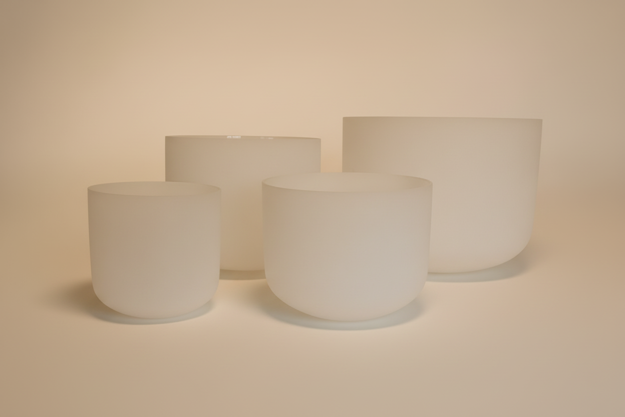 Perfect Pitch Frosted Crystal Singing Bowl Set (4 PCs)