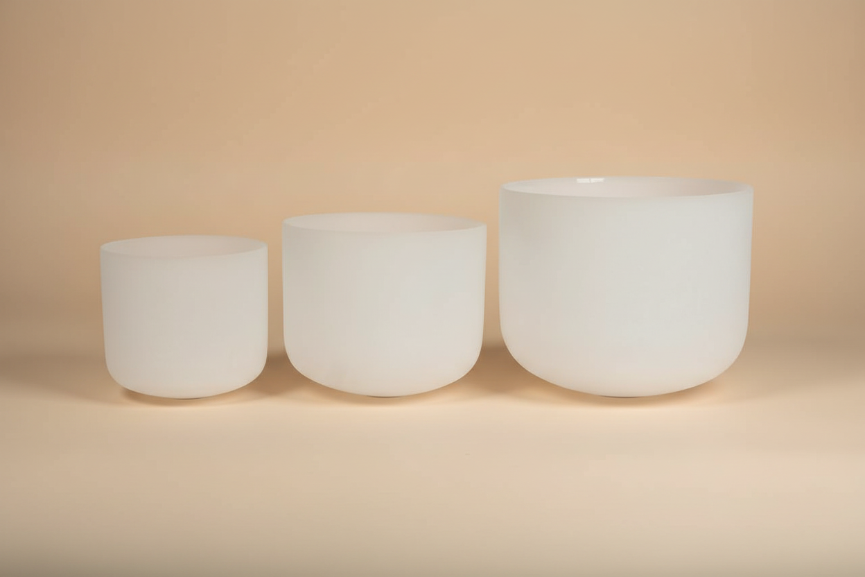 Perfect Pitch Frosted Crystal Singing Bowl Set (3 PCs)