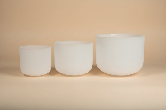 Perfect Pitch Frosted Crystal Singing Bowl Set (3 PCs)
