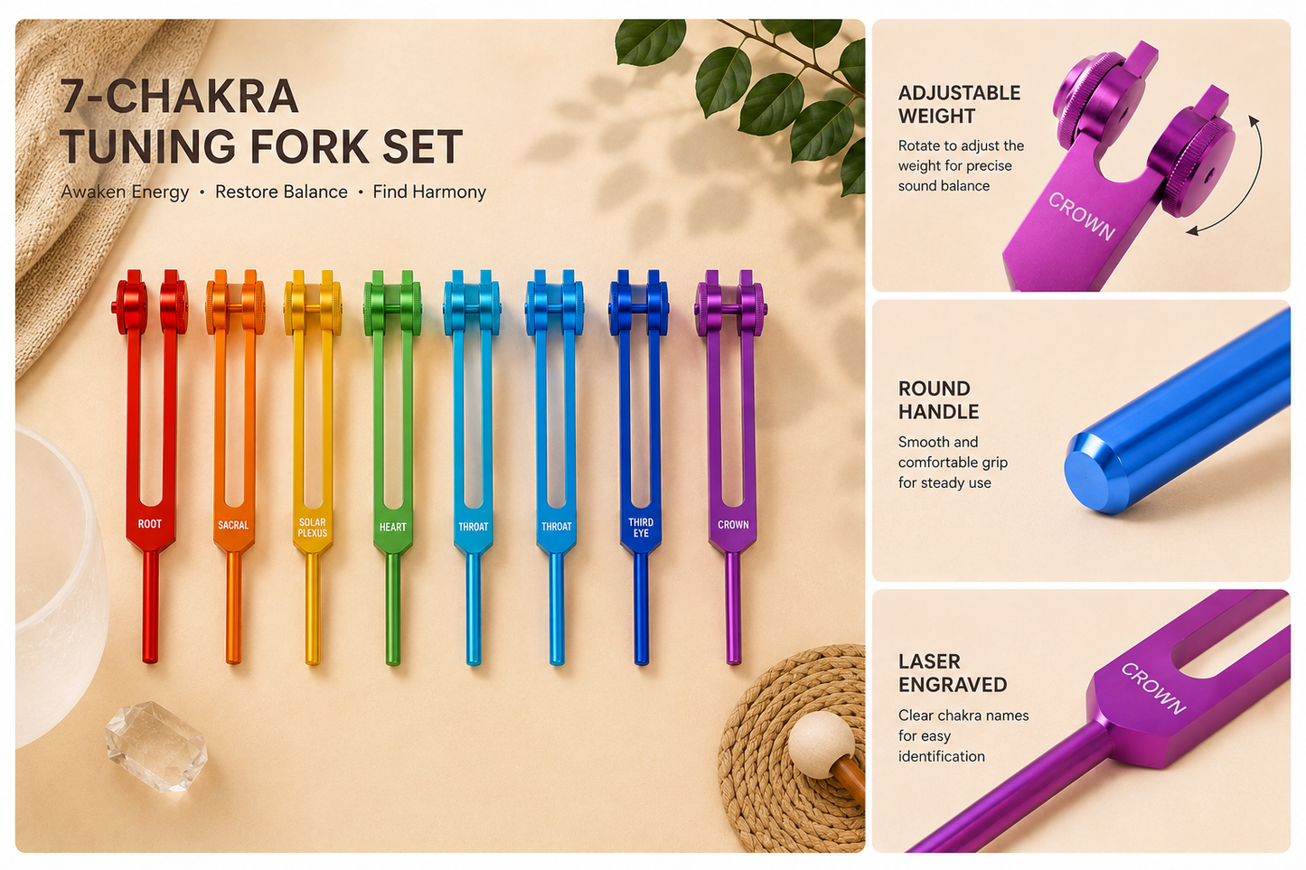 7-Chakra Tuning Fork Set