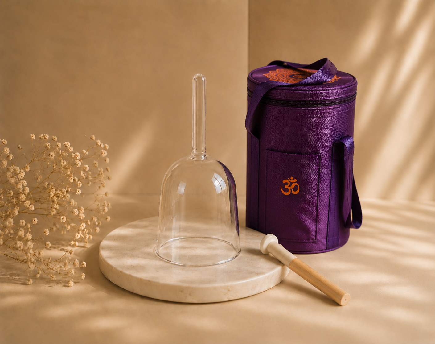 Clear Crystal Handle Bowl with Hard Case and Mallet