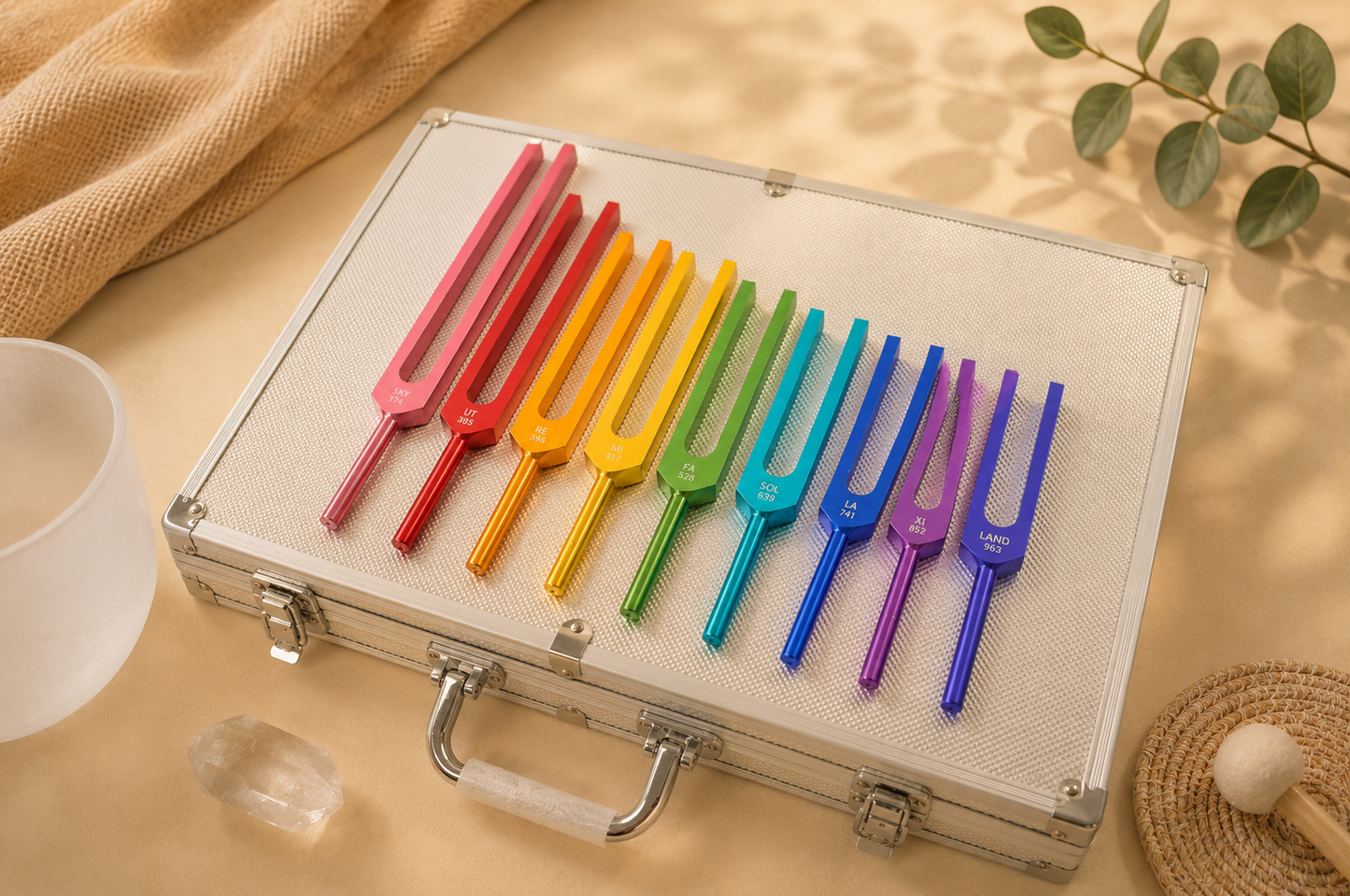9 x Tuning Fork Set with Carrying Case